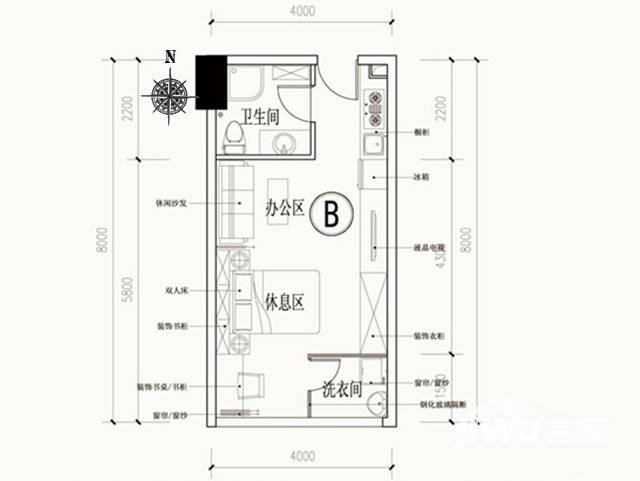 喜盈门豪威公馆普通住宅32㎡户型图