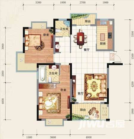 奥克斯盛世经典普通住宅107㎡户型图