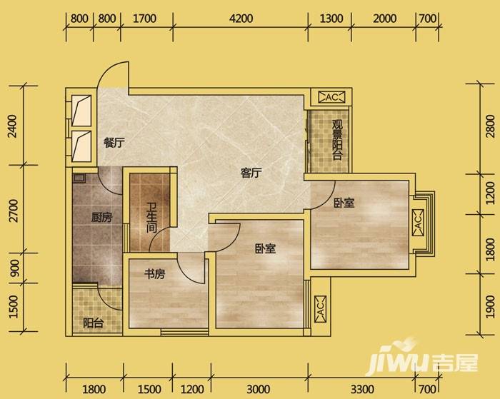 州一豪庭普通住宅77.6㎡户型图