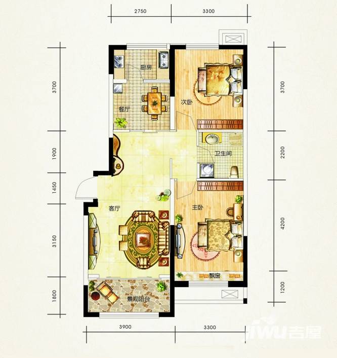 金山壹号普通住宅95㎡户型图