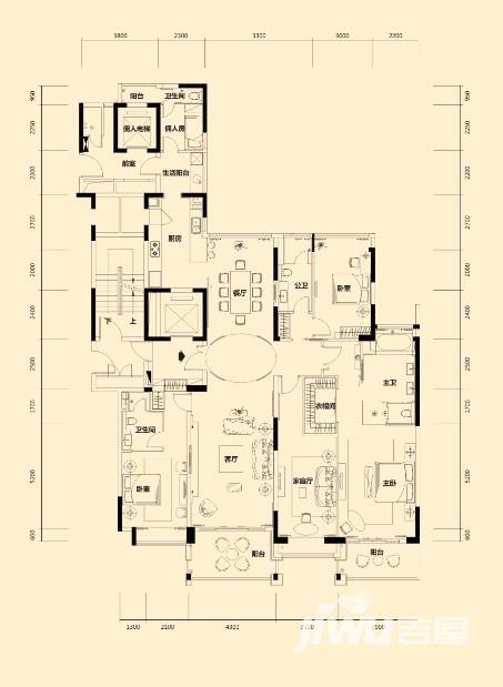 澳润公馆4室3厅4卫276㎡户型图