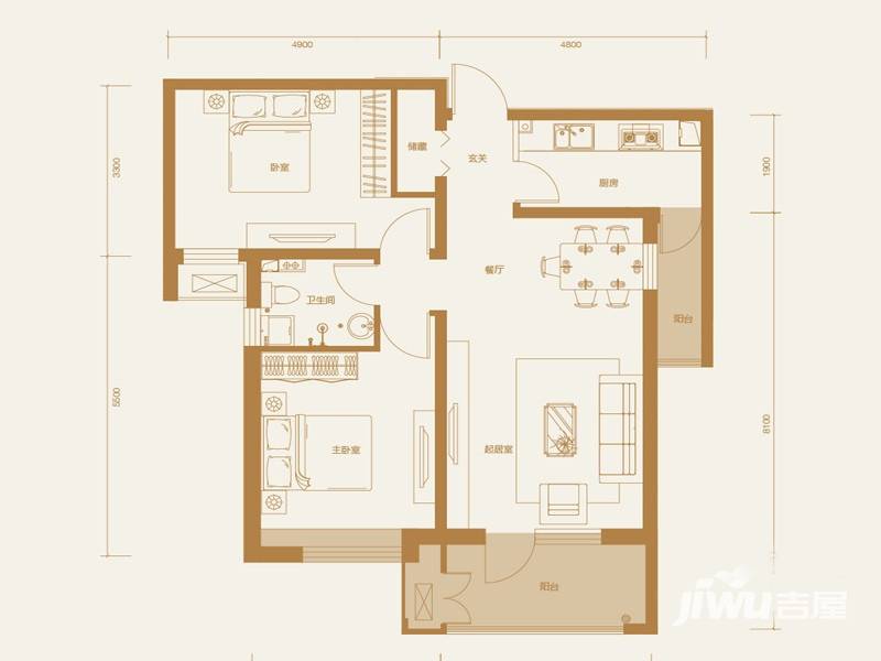 铂悦山普通住宅99.9㎡户型图