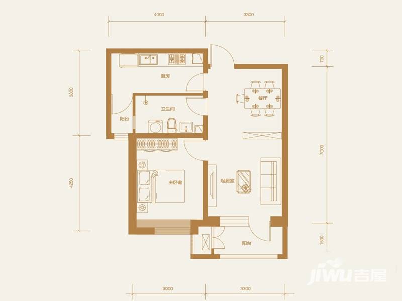 铂悦山普通住宅68.1㎡户型图