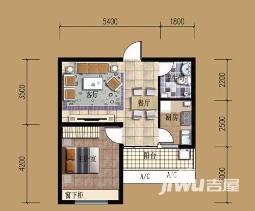 世博广场普通住宅60.6㎡户型图