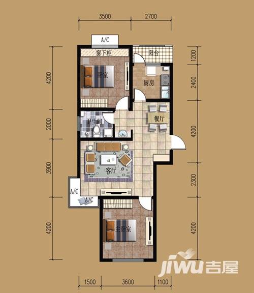 世博广场普通住宅95.5㎡户型图