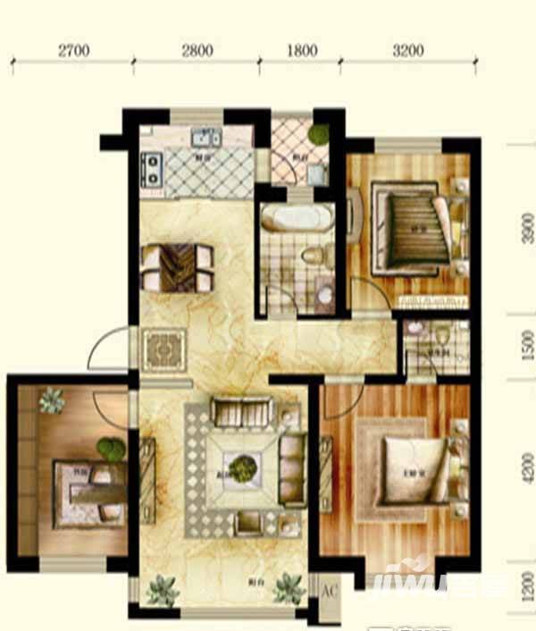 兴盛景悦蓝湾普通住宅105㎡户型图