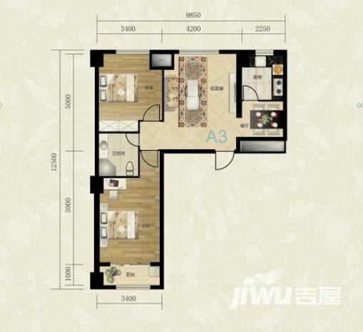 逸景阳光普通住宅100.5㎡户型图