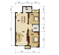 中建城2室2厅1卫95㎡户型图