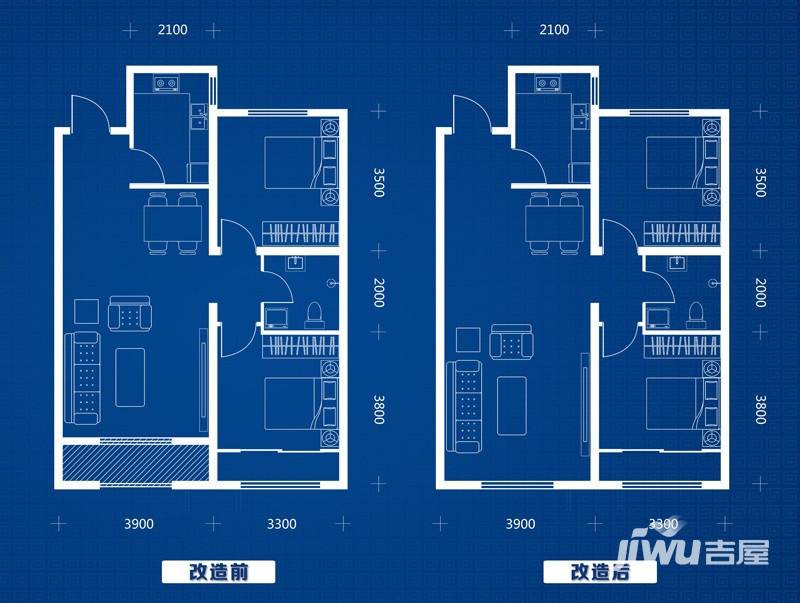 凤城天鹅湖庄园2室2厅1卫户型图