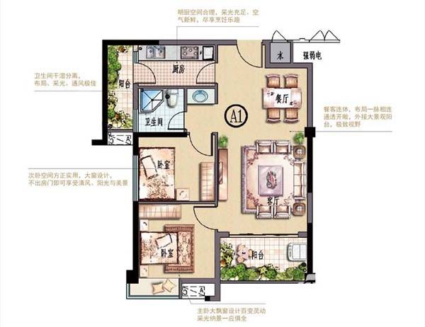 禹洲城上城普通住宅77㎡户型图