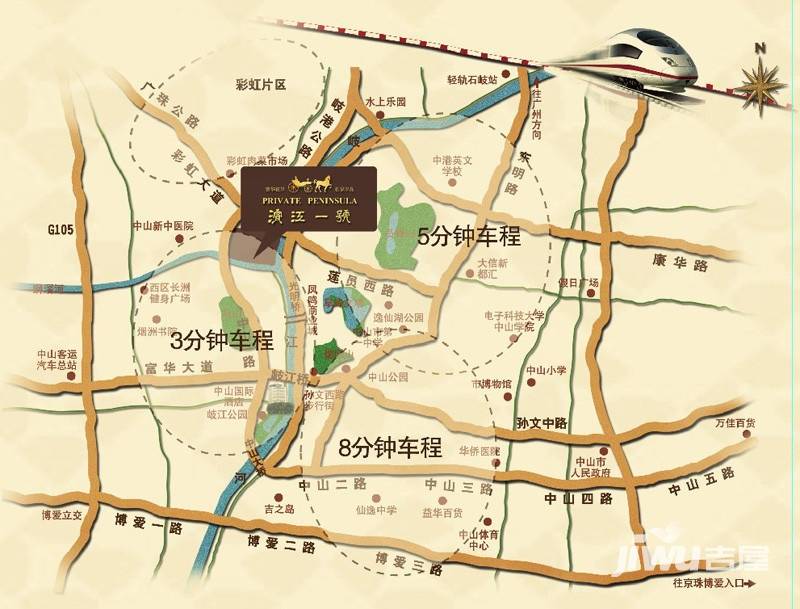 滨江一号位置交通图
