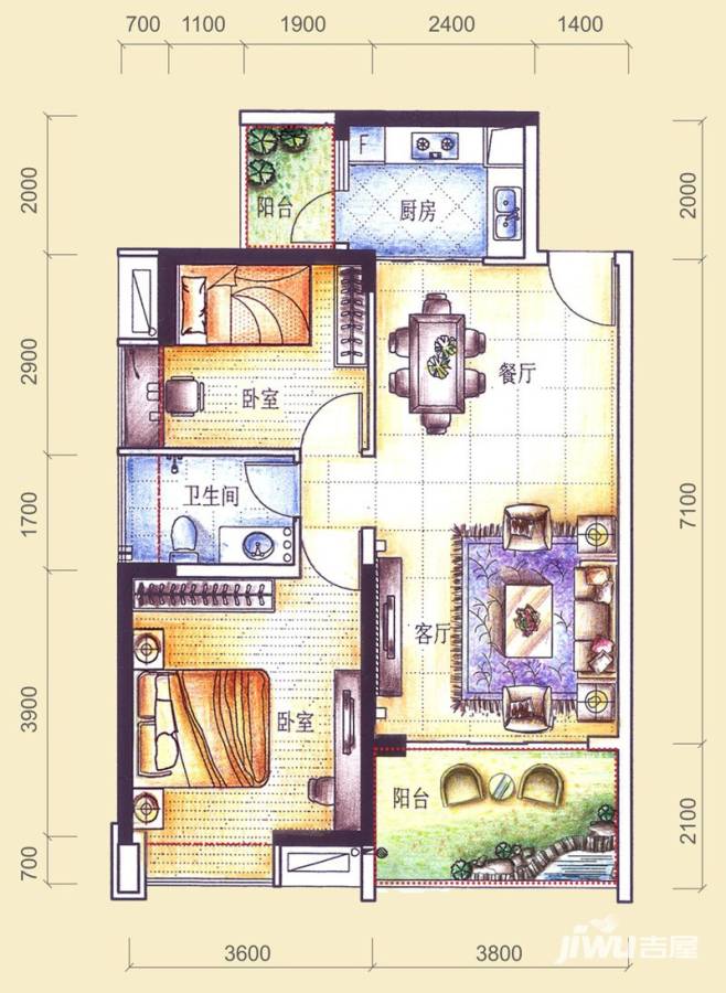 裕龙君汇普通住宅86㎡户型图