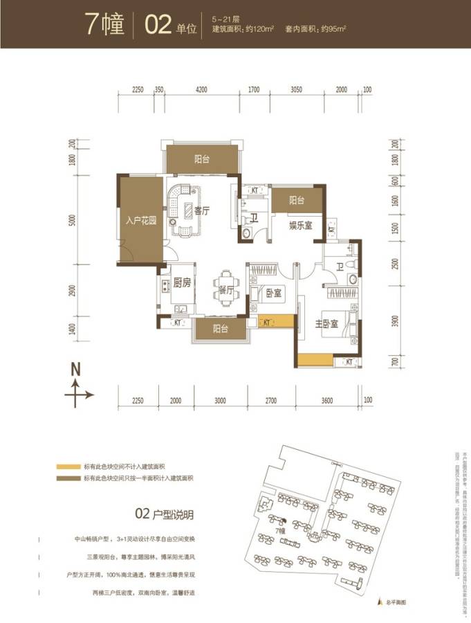 远洋启宸3室2厅2卫120㎡户型图