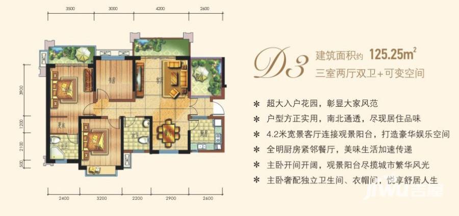 金海世纪城普通住宅125.3㎡户型图