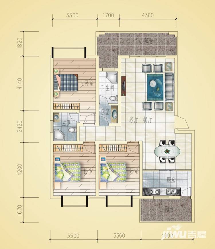 顺鸿一品尚城3室2厅2卫126.6㎡户型图