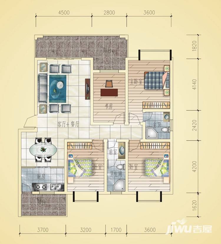 顺鸿一品尚城4室2厅2卫142.5㎡户型图