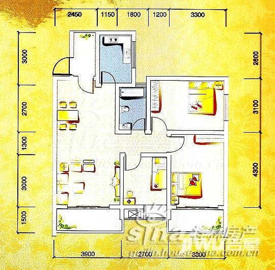 公园林涧普通住宅98㎡户型图