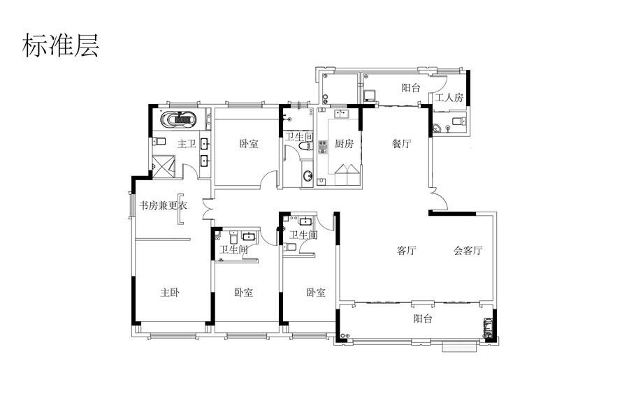 新华御湖庄园别墅4室2厅4卫220㎡户型图