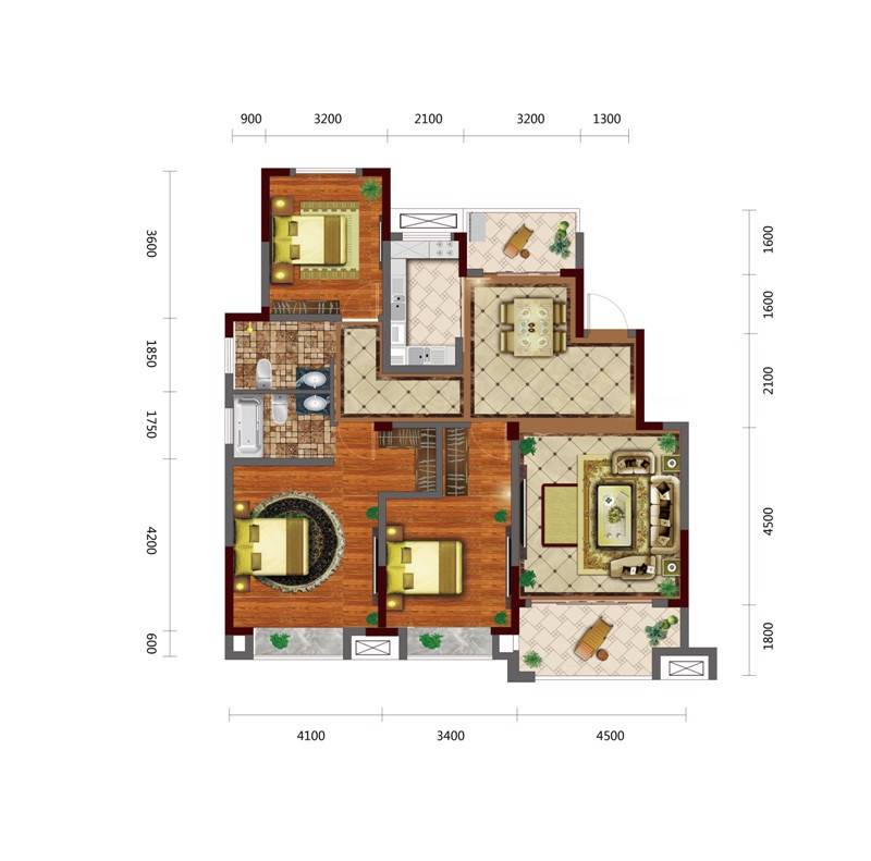 和昌中央城邦3室1厅2卫132㎡户型图