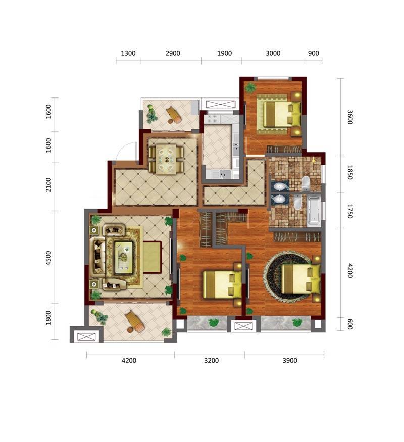 和昌中央城邦3室1厅2卫122㎡户型图