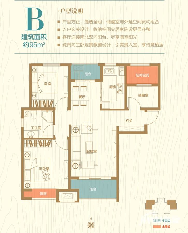 保利梧桐语普通住宅95㎡户型图