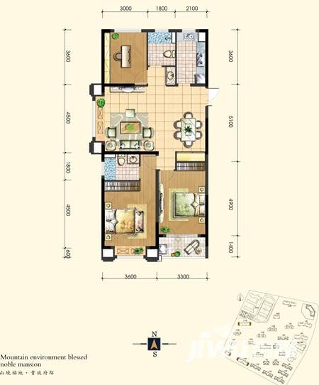 淮矿馥邦天下3室2厅2卫126㎡户型图