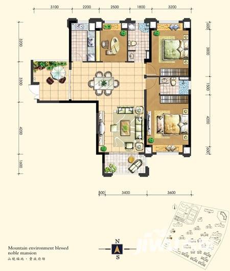 淮矿馥邦天下3室2厅2卫123㎡户型图