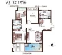 中国铁建国际城2室2厅1卫87.5㎡户型图
