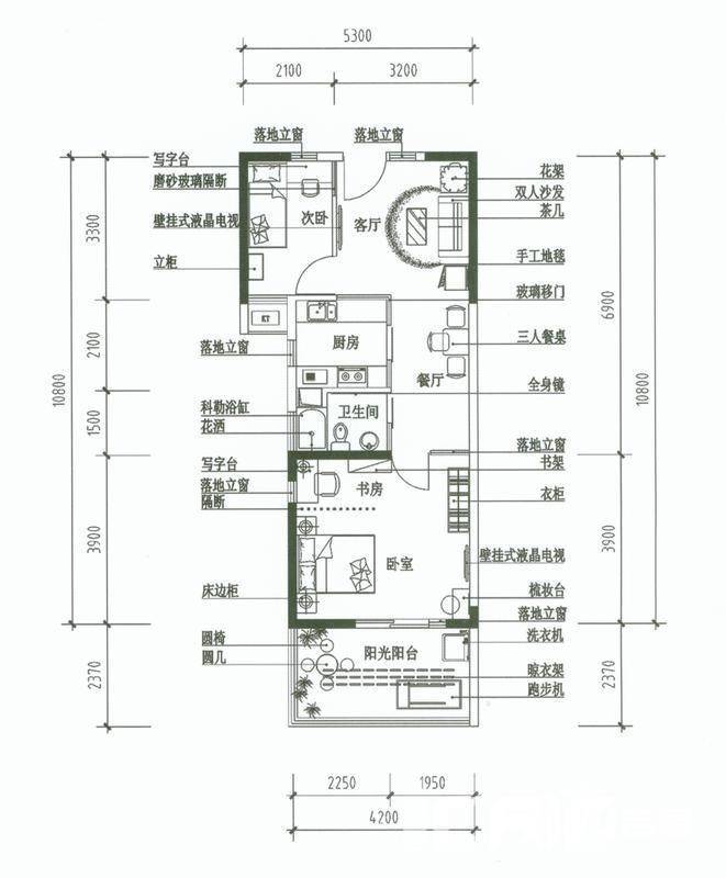 博澳丽苑2室2厅1卫72㎡户型图