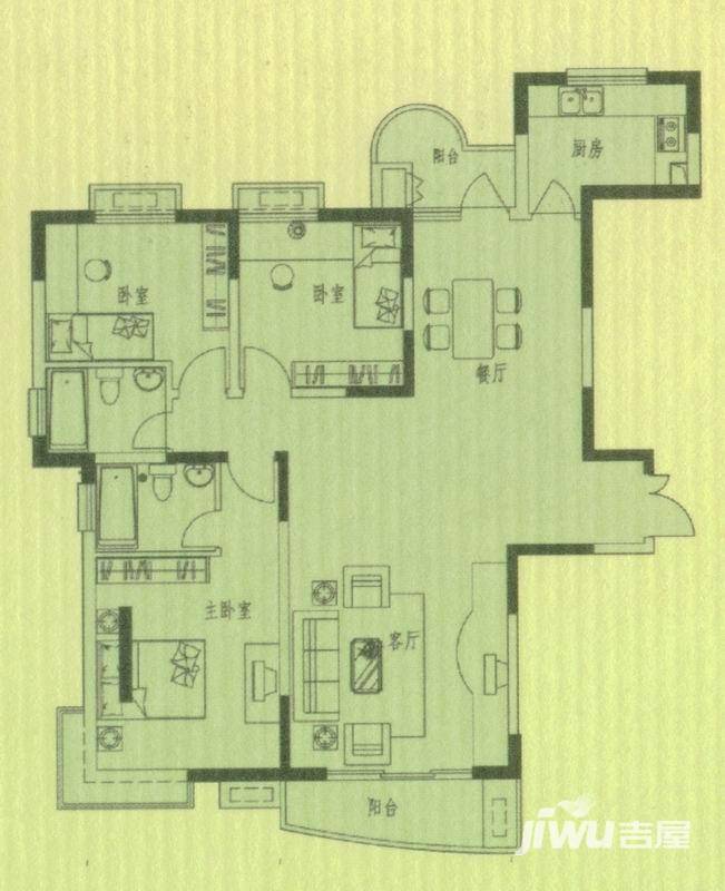金星家园3室2厅2卫户型图