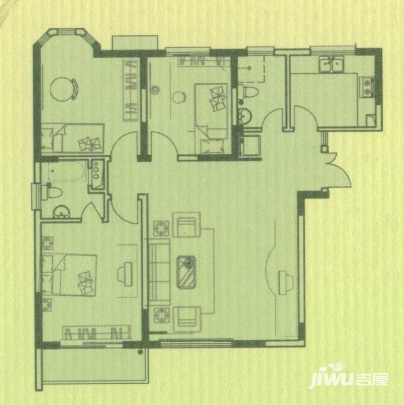 金星家园3室2厅2卫户型图