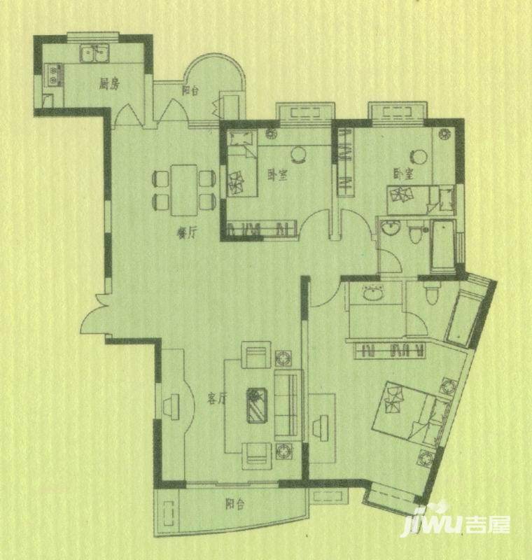 金星家园3室2厅2卫户型图