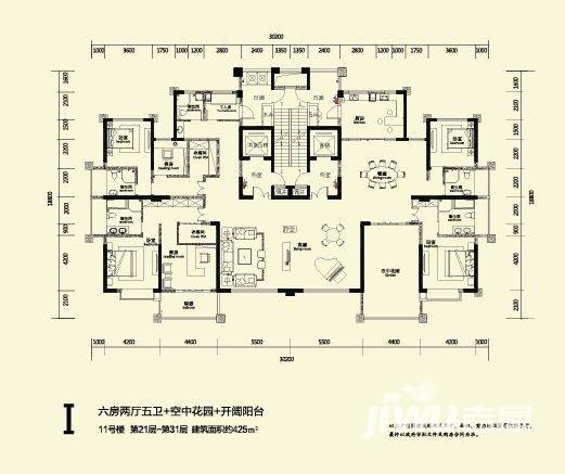 蓝鼎星河府6室2厅5卫425㎡户型图