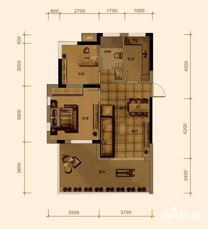 港汇广场2室1厅1卫71㎡户型图