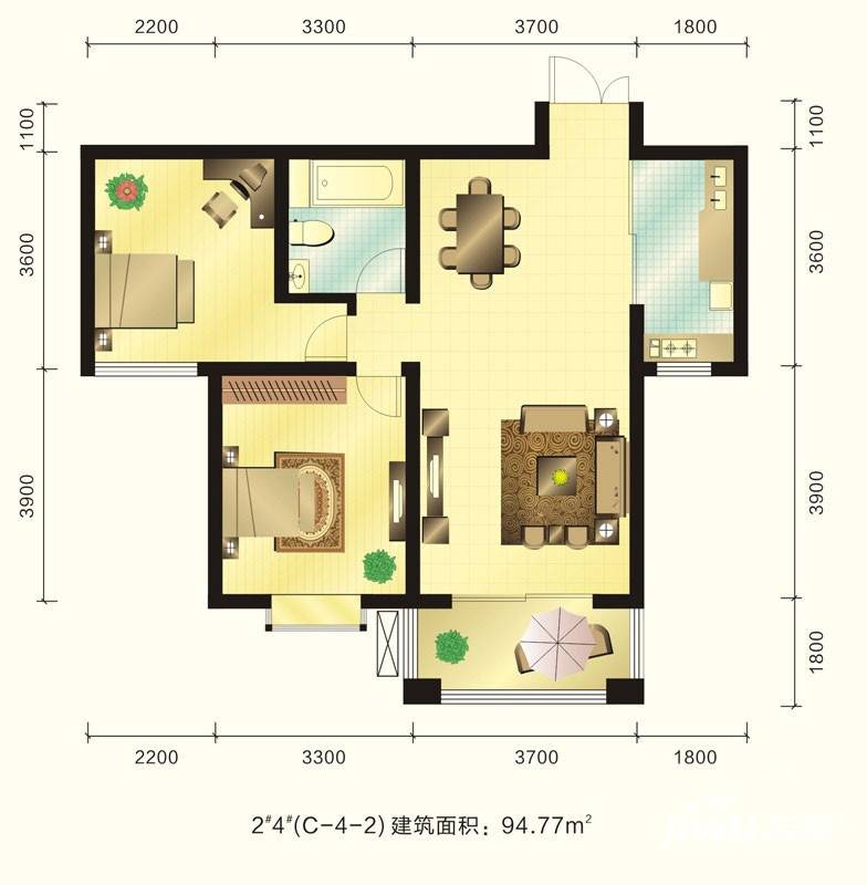 新元绿洲三期普通住宅94.8㎡户型图