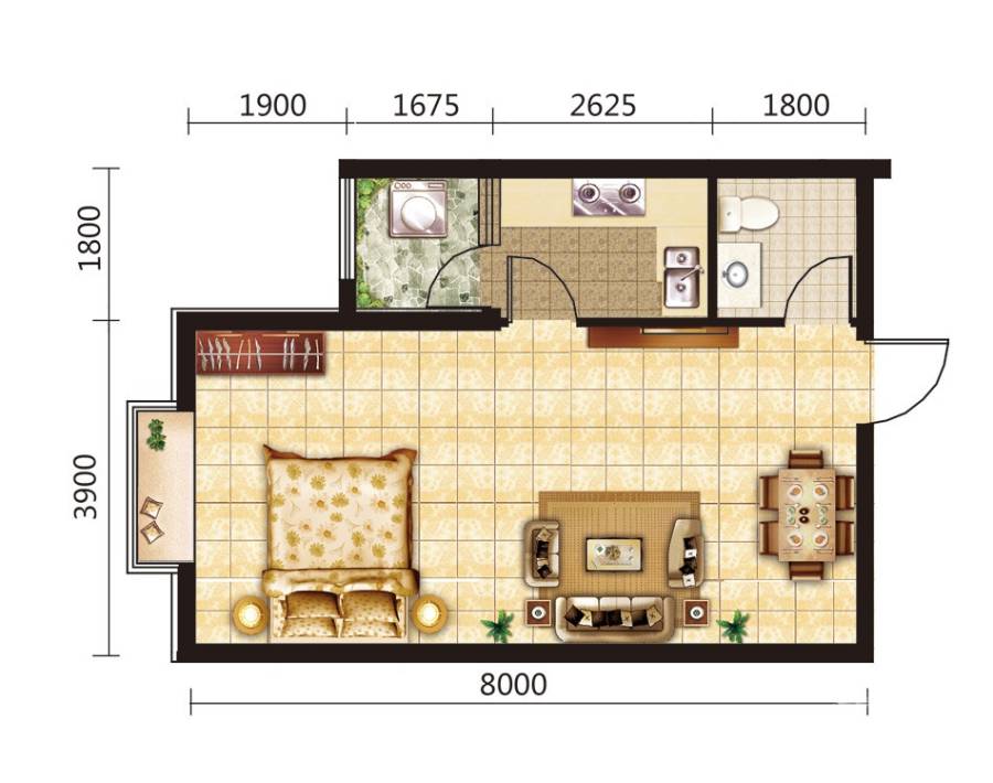 紫睿天和普通住宅53.4㎡户型图