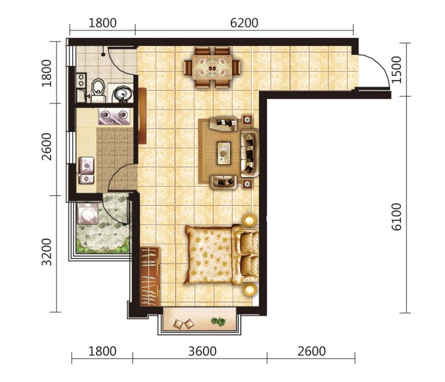 紫睿天和普通住宅53.4㎡户型图