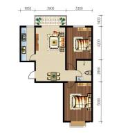 鼎原时代2室2厅1卫104.4㎡户型图