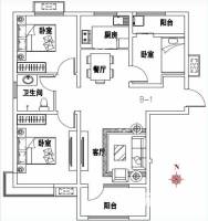 安联檀悦府3室2厅1卫104㎡户型图