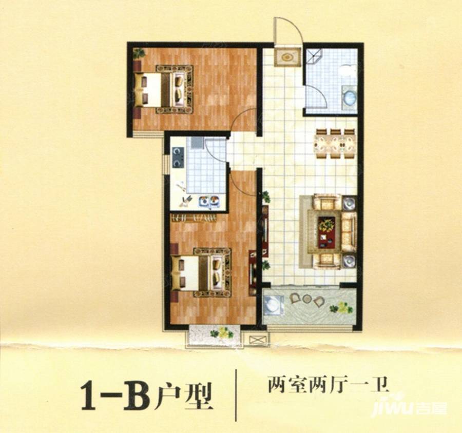 阿尔卡迪亚荣盛城2室2厅1卫89.6㎡户型图