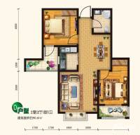 馨悦小镇2室2厅1卫90.6㎡户型图