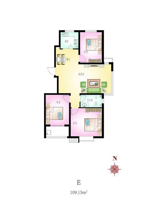 新谊家园3室2厅1卫户型图