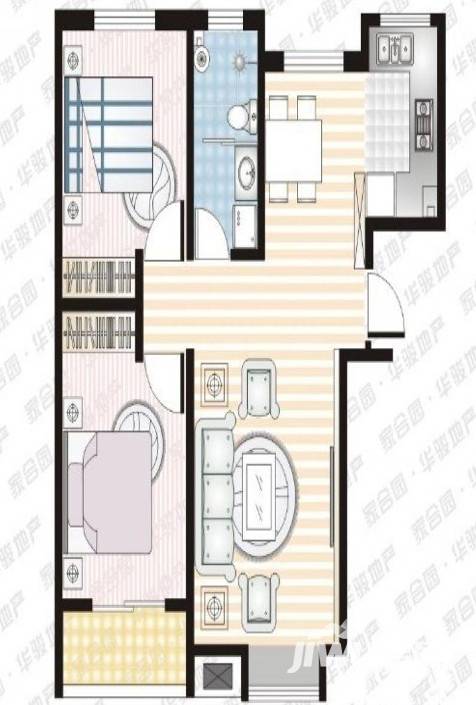 新谊家园2室2厅1卫96.8㎡户型图