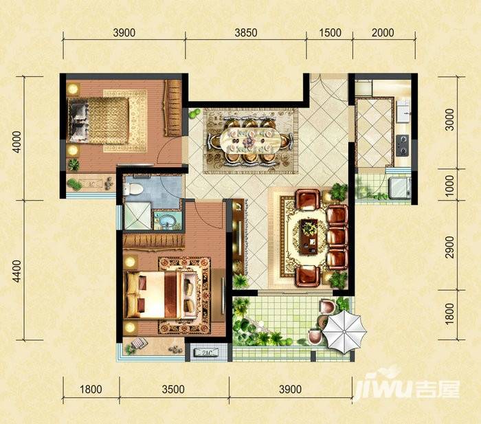 南益鲤景湾普通住宅74.4㎡户型图