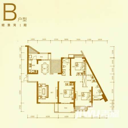 南益鲤景湾普通住宅80㎡户型图