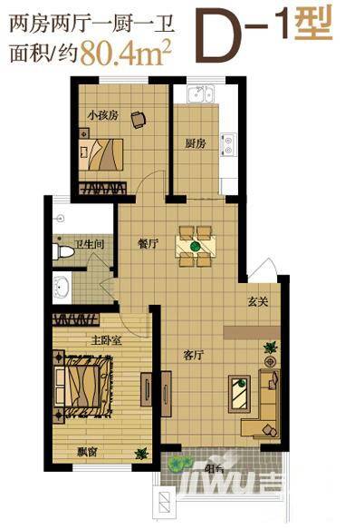 丁香公馆普通住宅80.4㎡户型图