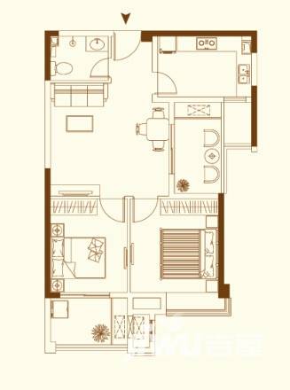 中茵上城国际普通住宅75.7㎡户型图