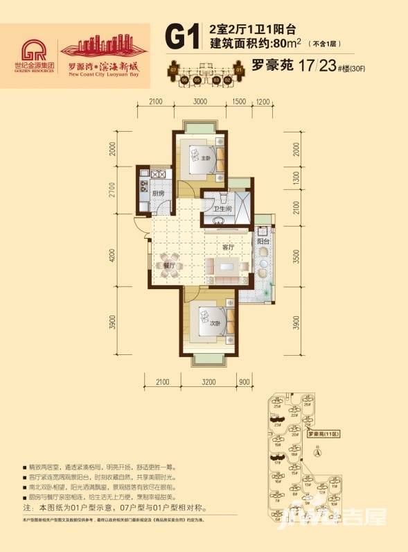 罗源湾滨海新城普通住宅80㎡户型图