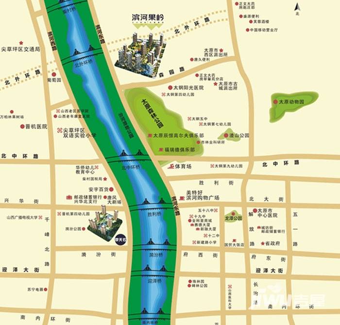 滨河果岭位置交通图