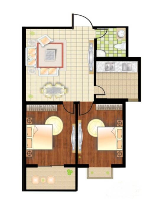 诚和家园2室1厅1卫户型图